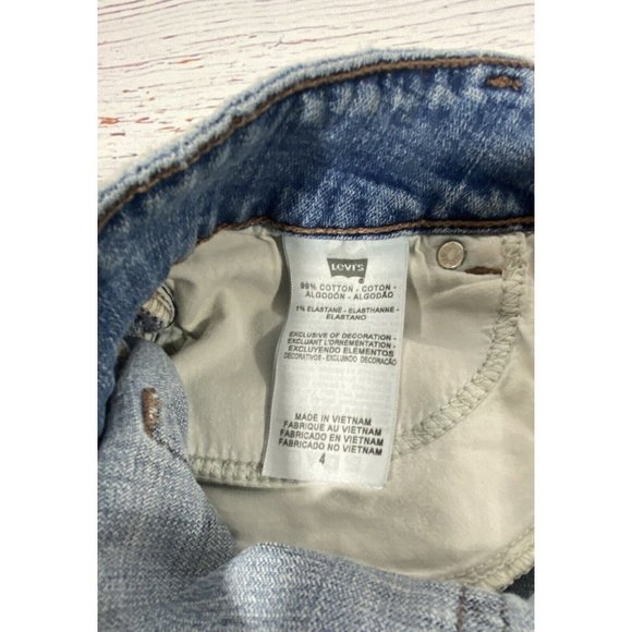Levis 526 Jean Shorts Sz 4 Stretch Denim Booty Raw Hem Cut Offs 3” Inseam Light - Picture 10 of 11